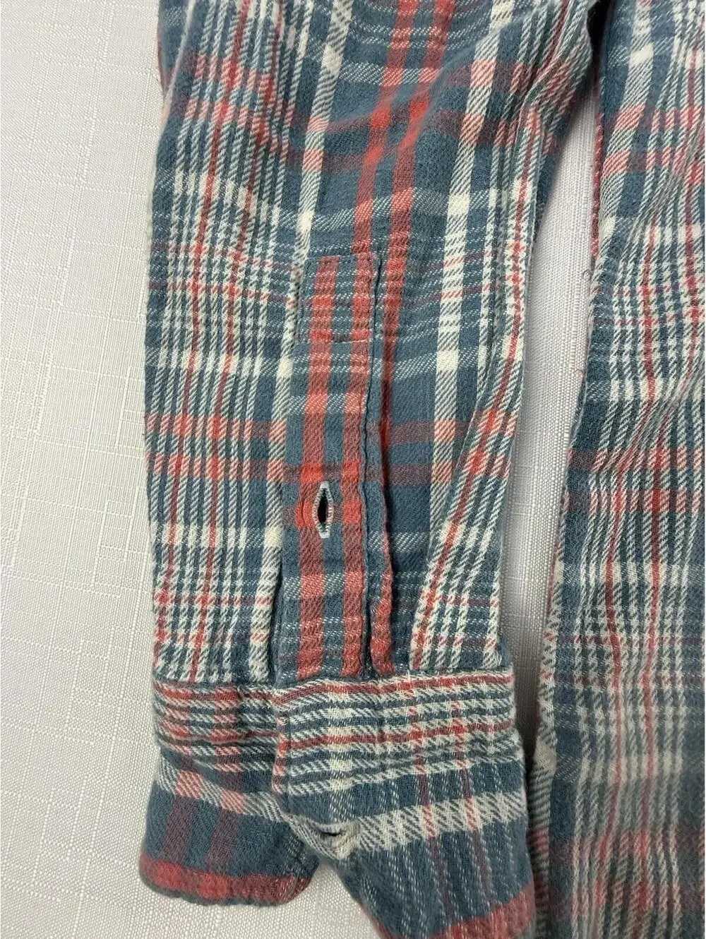 J Crew Slim Fit Plaid Flannel Shirt Jacket Mens Medium Blue Red Button Front
